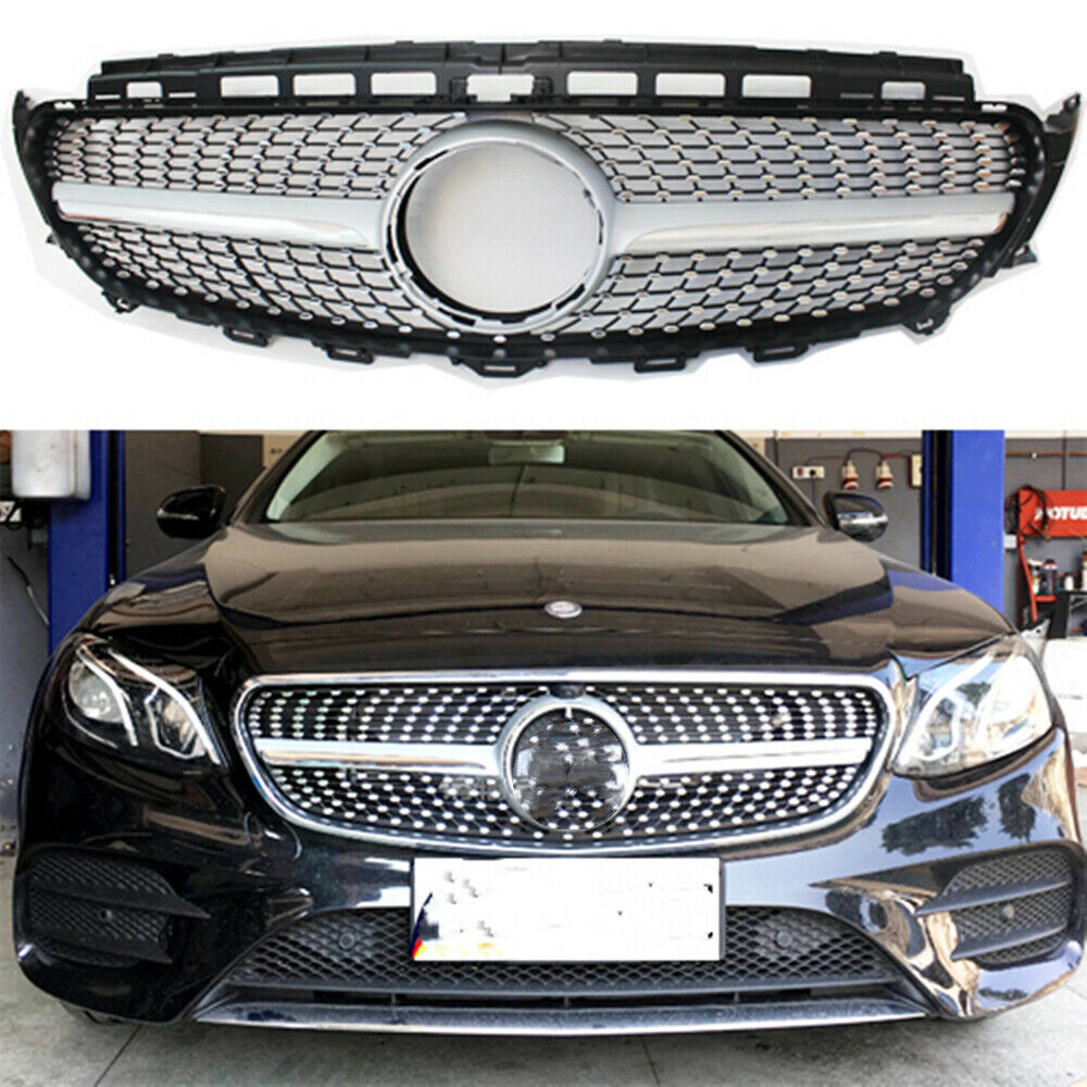 Front Grille For Mercedes Benz W213 E-Class Gloss Black 2016-2018 Diamond Silver