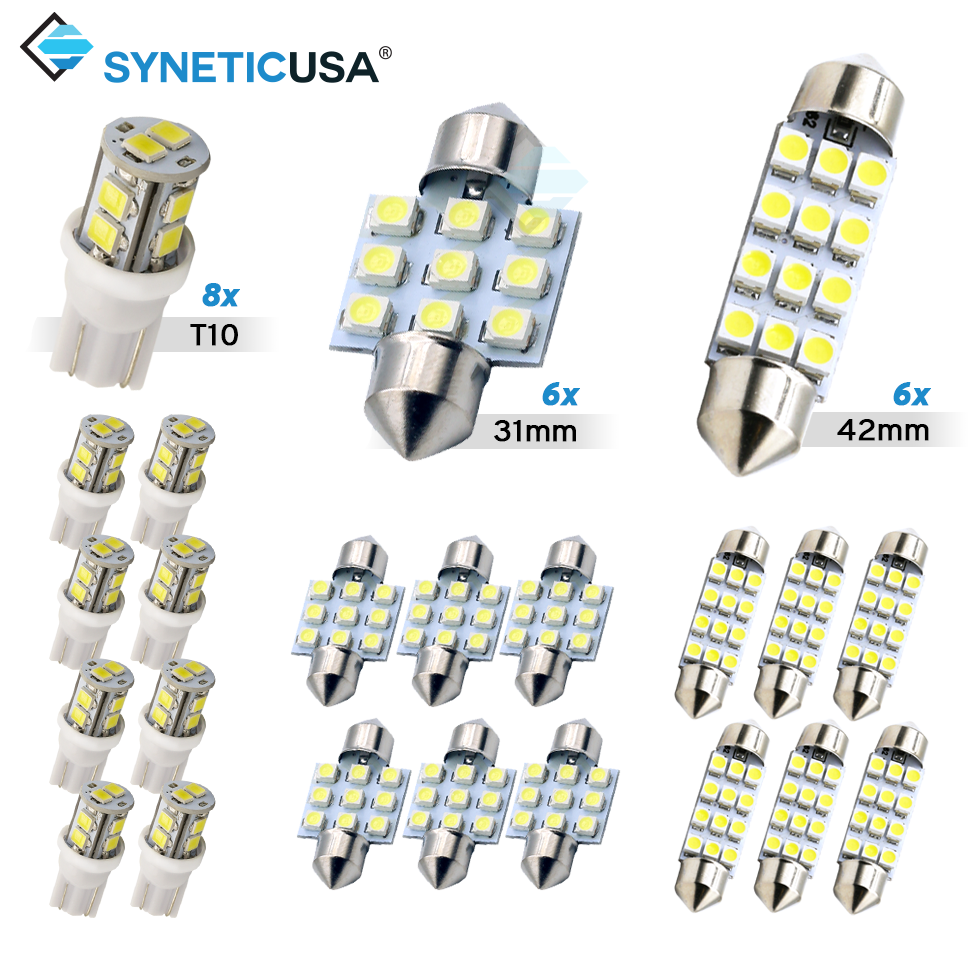 20x Combo LED Car Interior Inside Light Dome Map Door License Plate Lights White