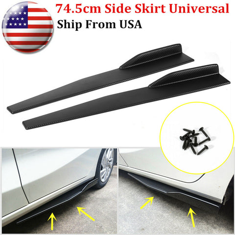 Auto Car 74.5cm Carbon Fiber Side Skirts Rocker Splitters Diffuser Winglet Wings