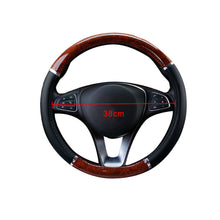 Wood Grain Car Steering Wheel Cover for Auto SUV Luxury Grip Syn Leather 38cm