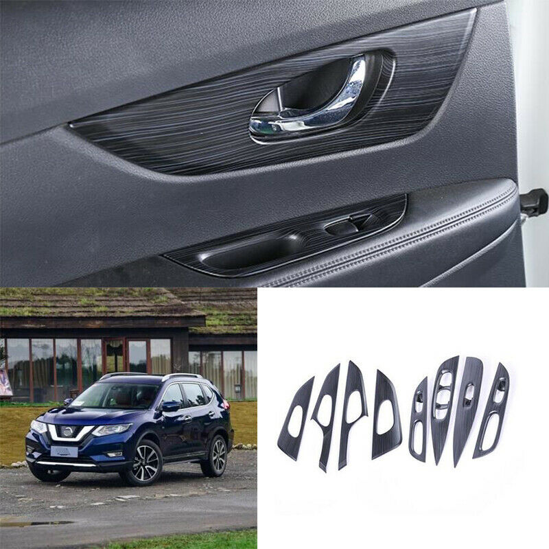 For Nissan Rogue 2014-2020 ABS Matte stripes Car Inner door lift panel Trim 8PCS