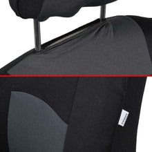 Car Seat Covers Set Black Charcoal Grey w/ PU Leather Trim Carpet Pad Floor Mats