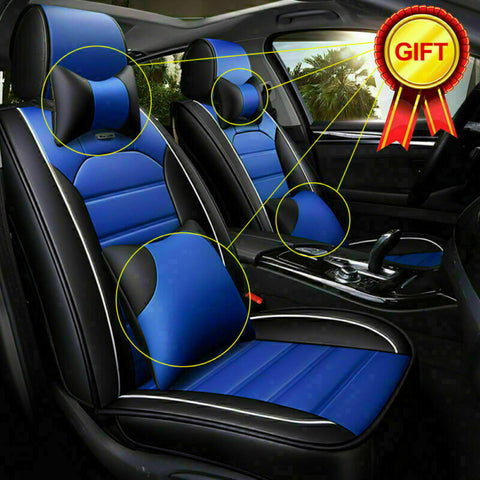 5D Leather Car Seat Cover Auto Decor Front & Rear Full Set Universal Cushion Pad