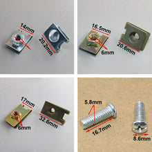 100 * Car Body Door Panel Fender Fastener Screw U Type Gasket Metal Fixed Clips