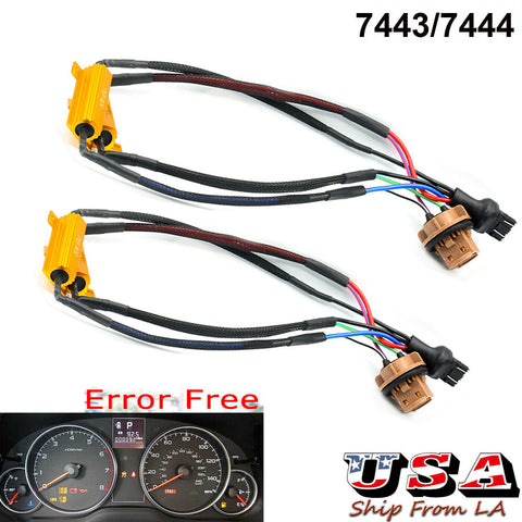 2 x 7443 7444 Load Resistor Fix Hyper Flash For Switchback LED Turn Signal Light