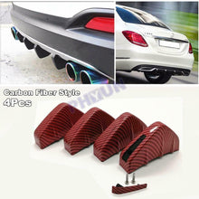 4Pcs Car Rear Bumper Lips Diffuser Carbon Fiber Shark Fin Style Protector Lips