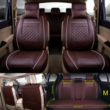 US M Size Coffee 5-Seats PU Leather Seat Cover Front+Rear+4 Pillows All Seasons