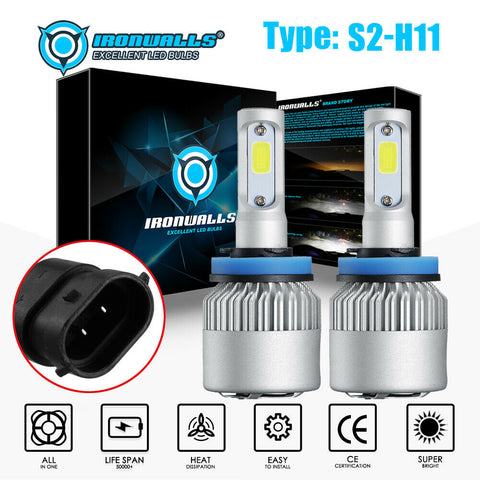 H11 H8 H9 LED Headlight Kit Low Beam Bulbs Super Bright 6000K 60Days Free Return