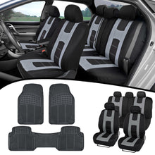 carXS Car SUV Van Seat Covers & All Weather Rubber Floor Mats Full Interior Set