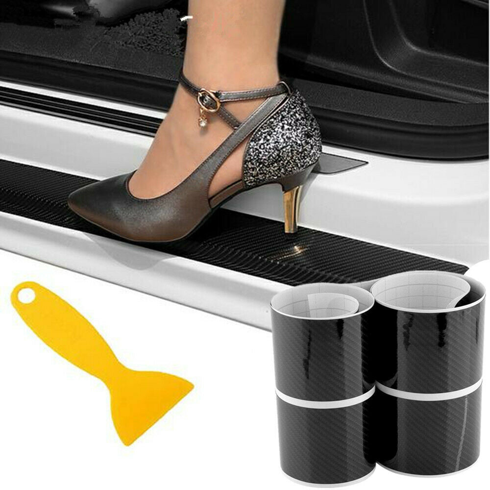 4x Carbon Fiber Car Door Welcome Plate Sill Scuff Cover Sticker Accessories