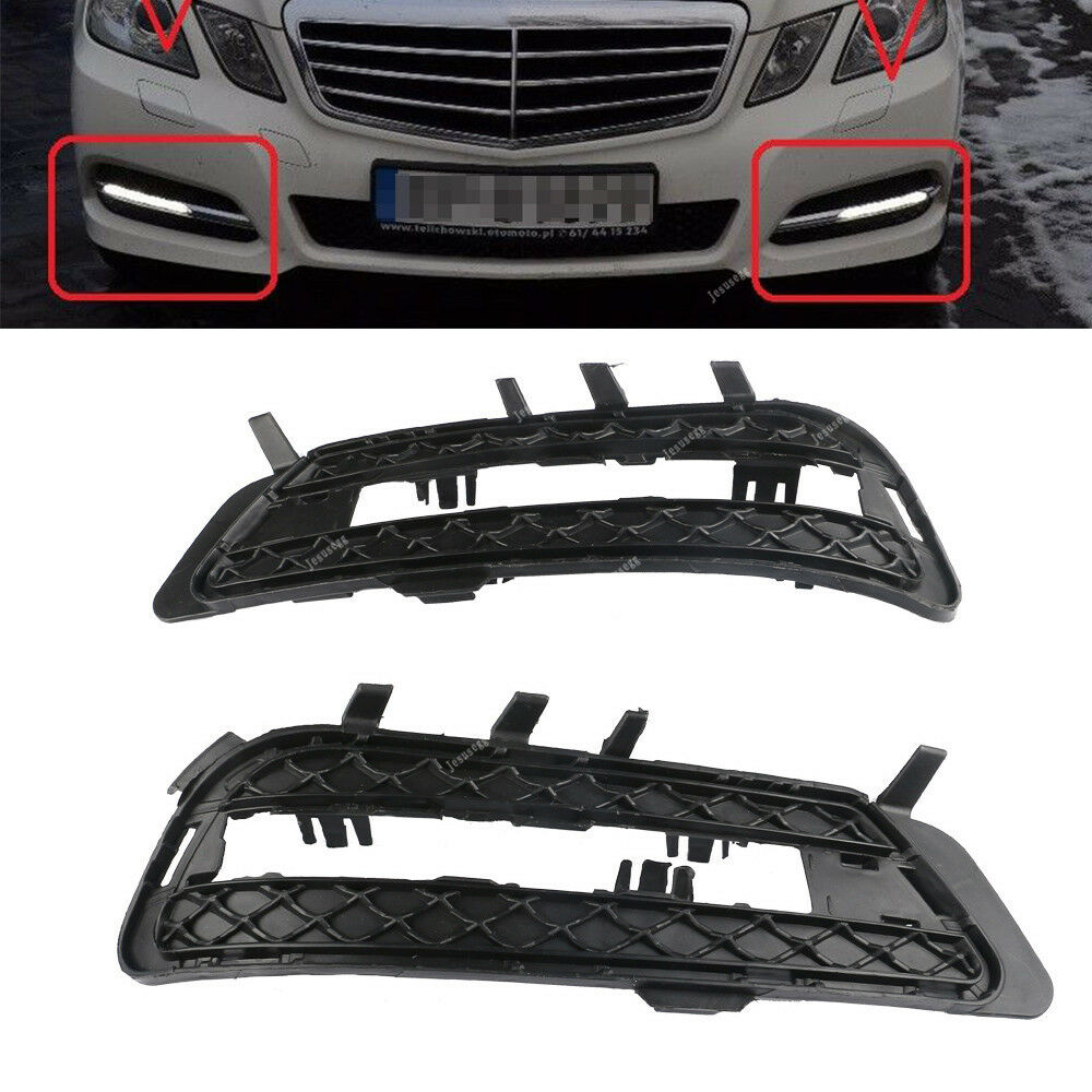 Pair Front Bumper Grille Fog Light Cover For MERCEDES E CLASS E350 E550 09-16