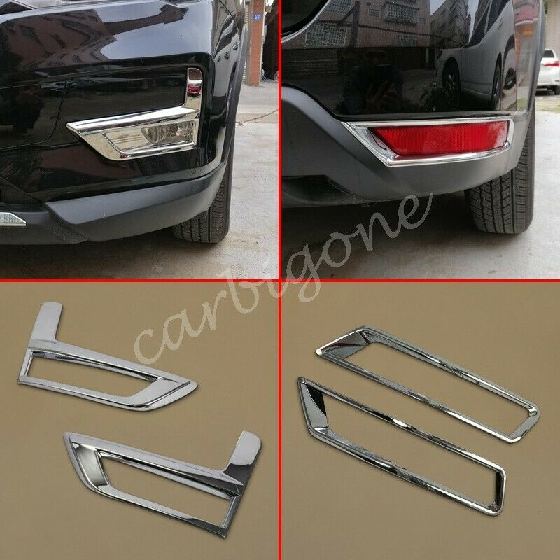 Chrome Front Rear Fog Light Cover Trims For Nissan Rogue 2017-2020 Accessories