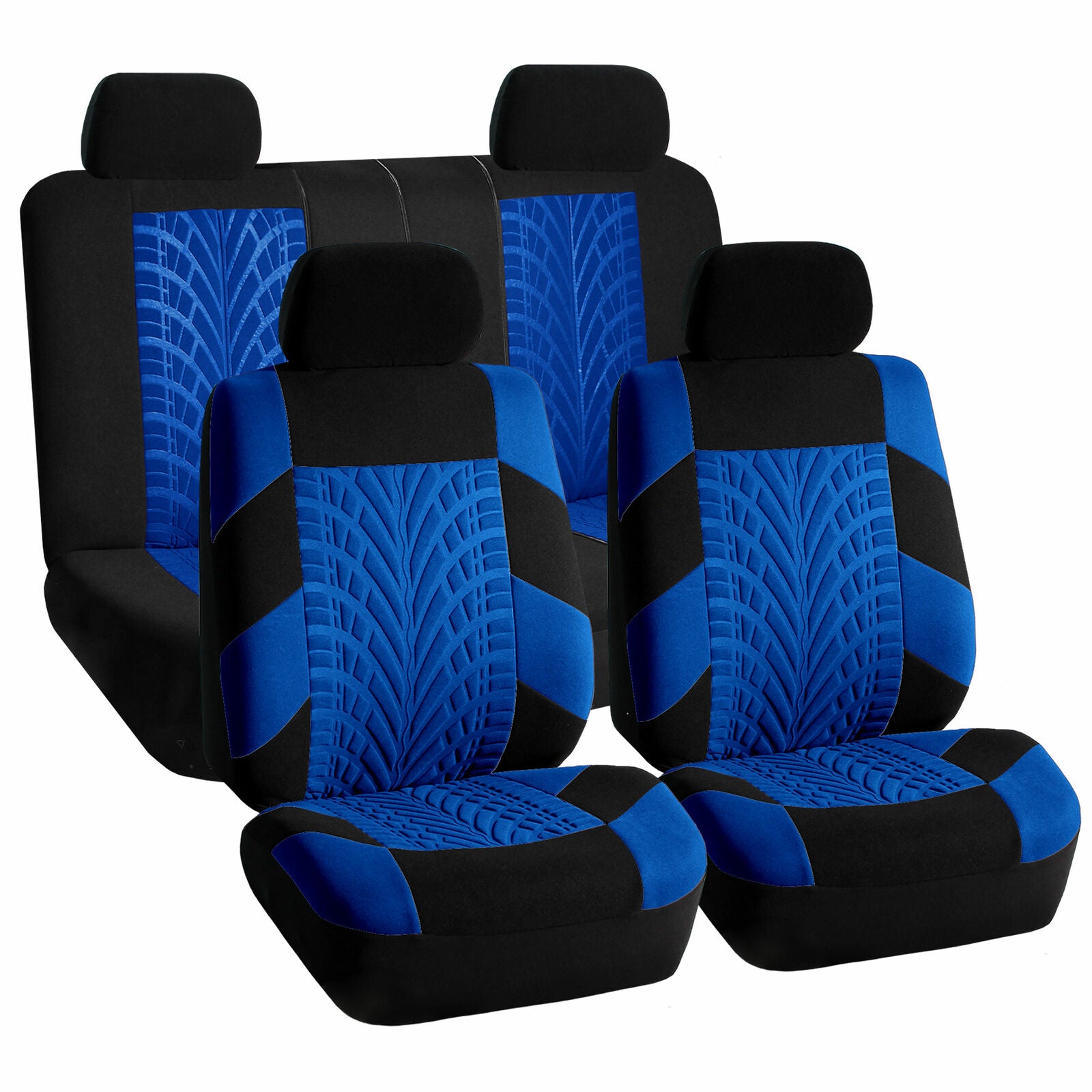 Car Seat Covers For Sedan SUV Truck Set Zipper Split Bench Blue Black