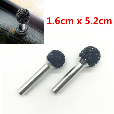 2Pcs Black Bling Bling Auto Car Interior Door Lock Knob Button Pins Accessories