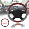 Wood Grain Steering Wheel Cover Car Truck Van SUV Gray PU Leather 14.5