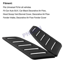 2x Car Front Hood Decorative Air Flow Intake Scoop Turbo Bonnet Vent Cover Black