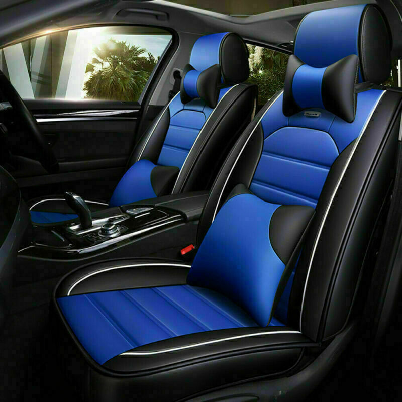 SUV Car Seat Covers Cushion Leather Front+Rear+Pillows Protector Set Interior US
