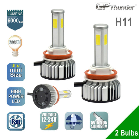 2x 4-Sides LED Headlight Kit H11 6000K Low High Beam Fog Light Bulb 6000K White