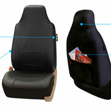 Highback Bucket Seat Covers Pair PU Leather For Auto Car SUV Van Black