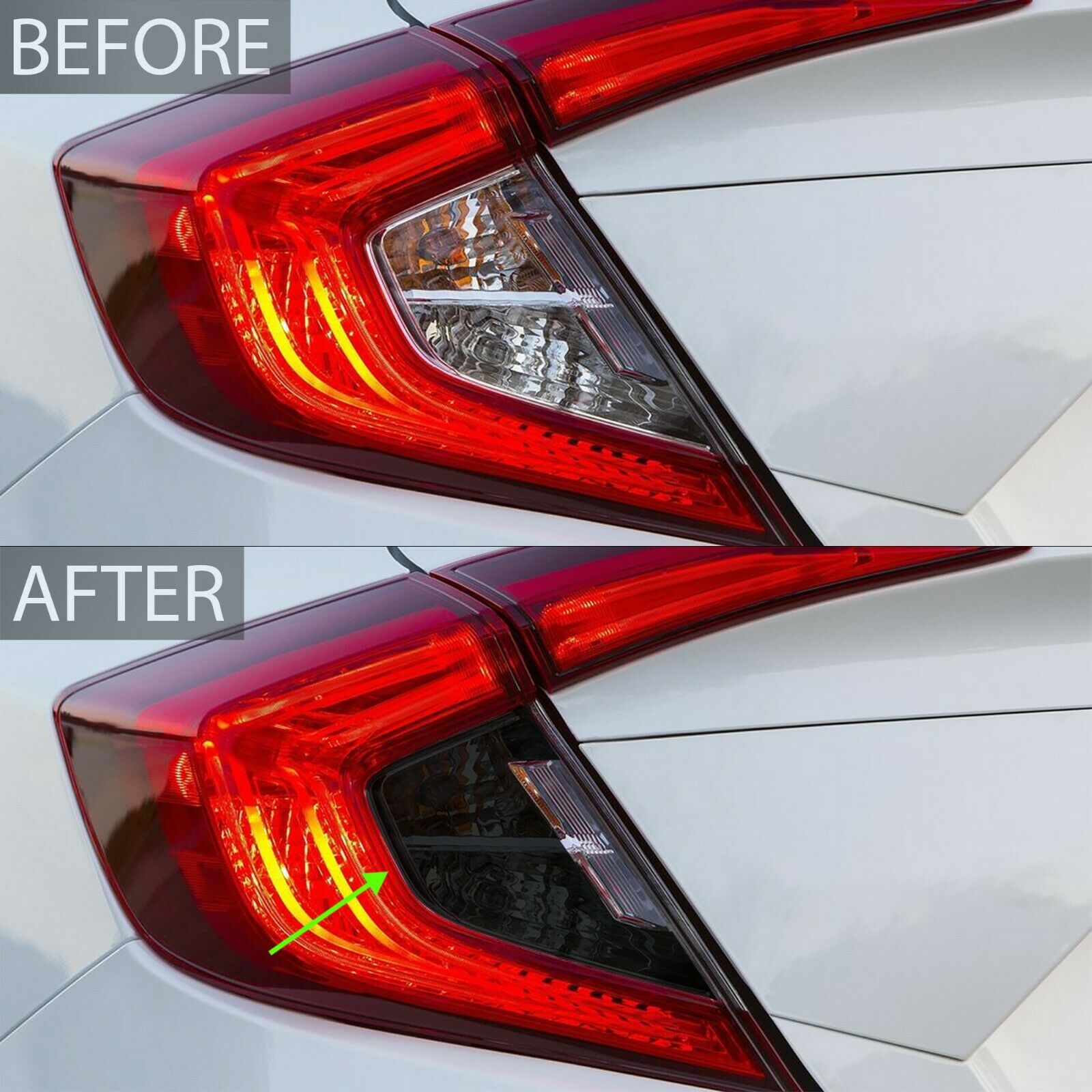 Fits 16-20 Civic Sedan Tail Light Precut Smoke Vinyl Tint Kit Film Overlay Decal
