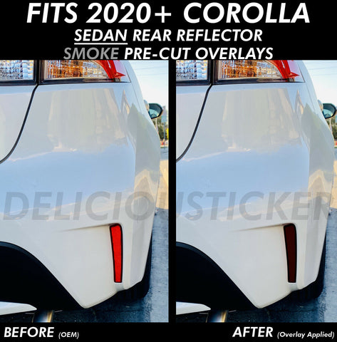 Fits 2020 Corolla SEDAN SMOKE Bumper REFLECTORS Overlays PreCut Tint Rear Tail