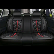 Black+Blue PU Leather Car Seat Covers Full Set Front Rear Cushions Mat Protector