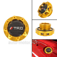 JDM TRD CARBON FIBER Sticker with ALUMNIUM GOLD Billet Engine Oil FILLER Cap
