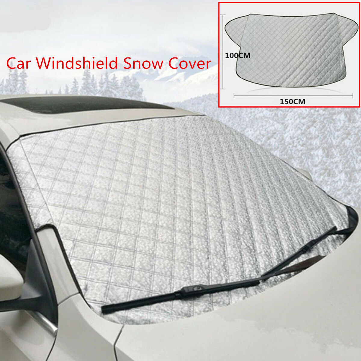 Silver Car Windshield Cover Sun Shade Protector Snow Ice Rain Dust Frost Guard