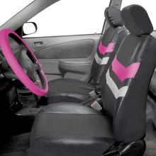 Universal Fit PU Leather Seat Covers Full Set For SUV Car Van Auto Pink Black