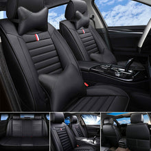 Car Seat Covers Top PU Leather Front & Rear Full Set Universal for 5-Seats Cars