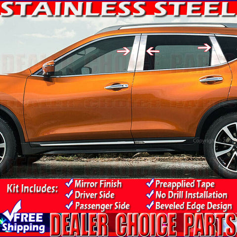 For 2014 15 16 2017 2018 2019 2020 Nissan Rogue 6pc STAINLESS STEEL Pillar Posts