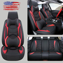 Car Seat Covers Top PU Leather Front & Rear Full Set Universal for 5-Seats Cars