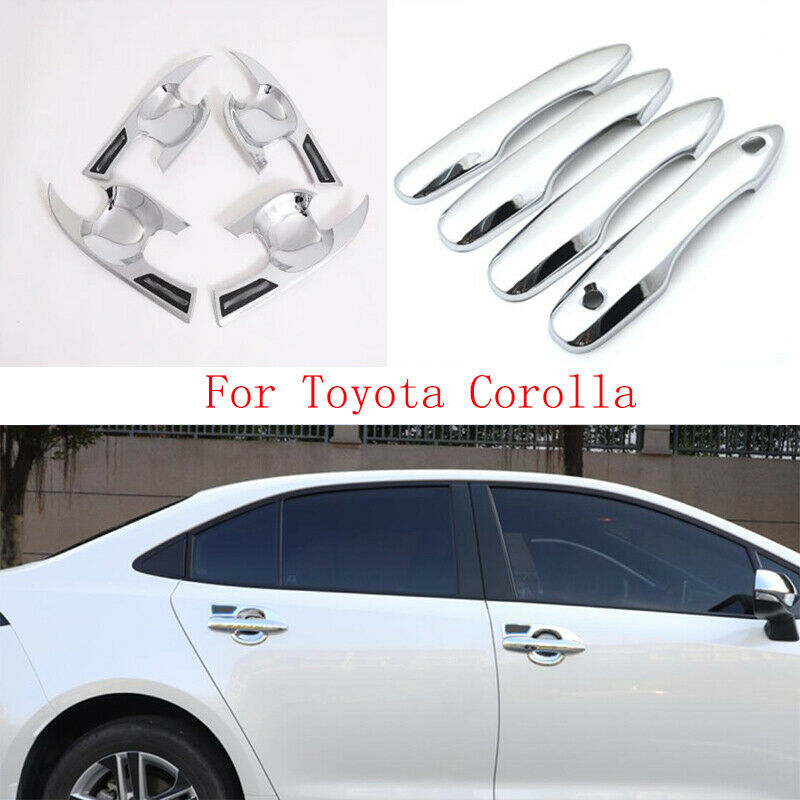 ABS Chrome Side Exterior Door Handles Bowl Cup Cover For Toyota Corolla 2019-20