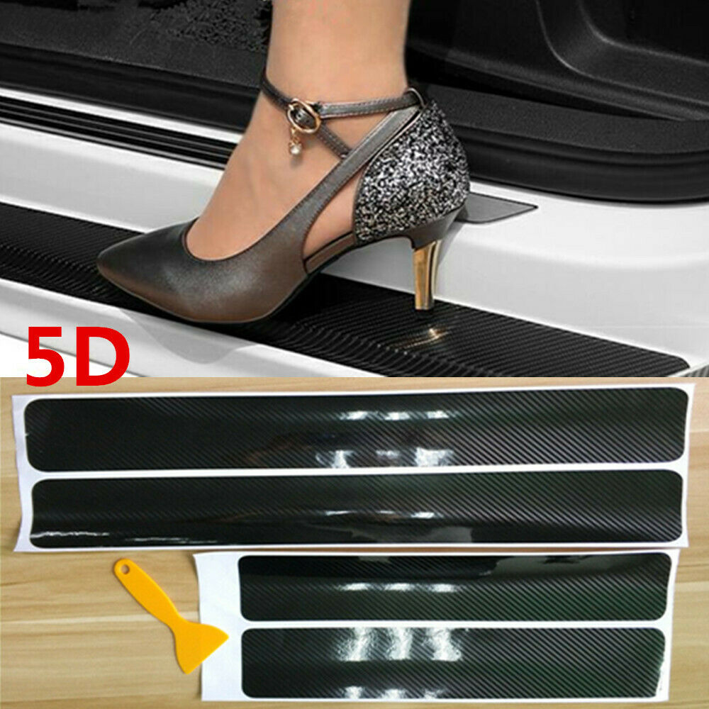 4x Car Door Sill Anti Kick Stickers Anti Scratch Carbon Fiber Car Accessories