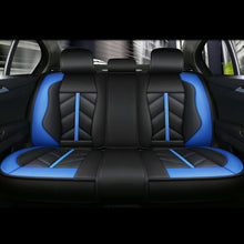 Black+Blue PU Leather Car Seat Covers Full Set Front Rear Cushions Mat Protector