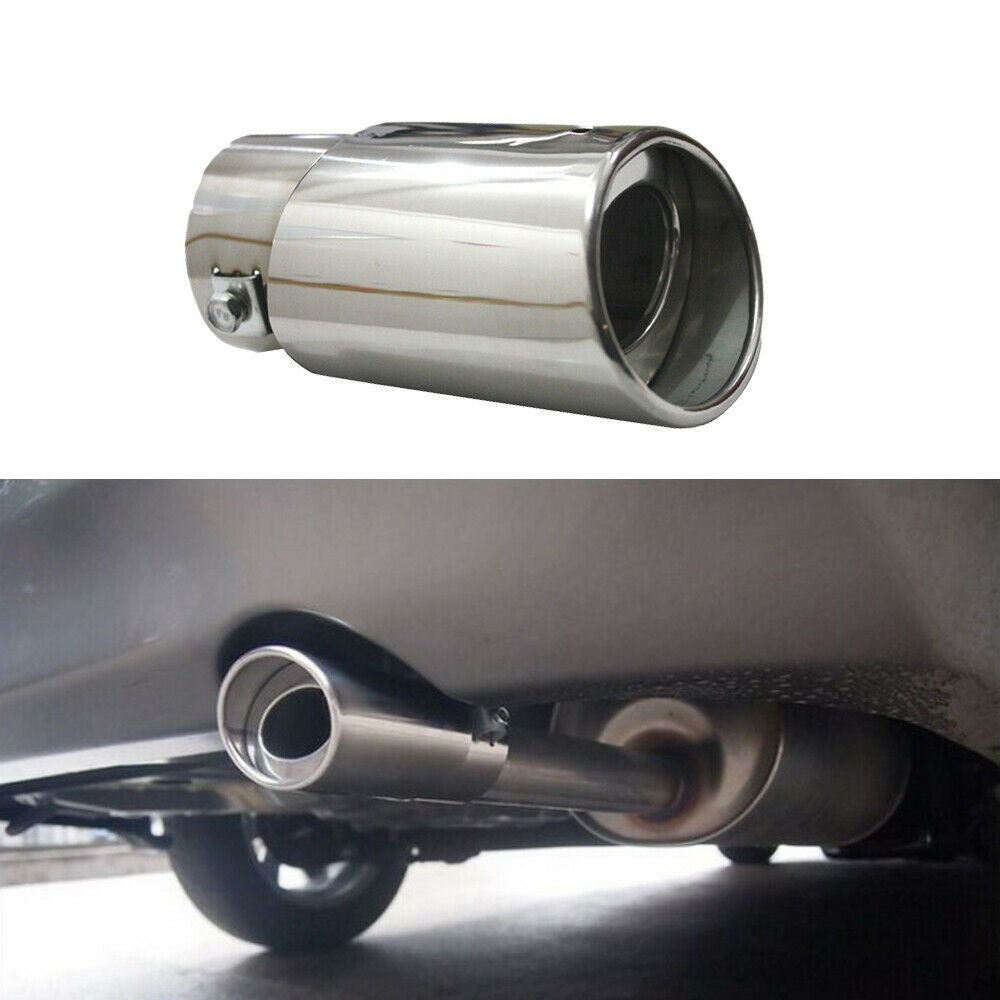 1x Chrome Straight Car Exhaust Pipe Tail Muffler Tip Tail Throat Car Accessories