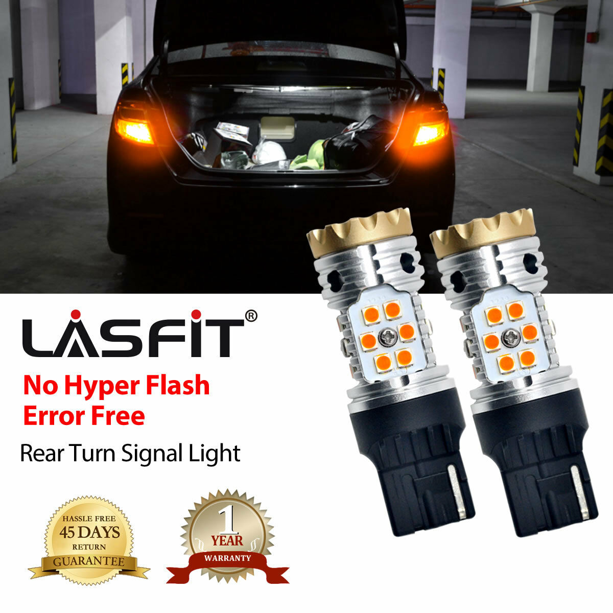 2x LASFIT 7440 NO Hyper Flash LED Rear Turn Signal Light for Nissan Toyota Honda