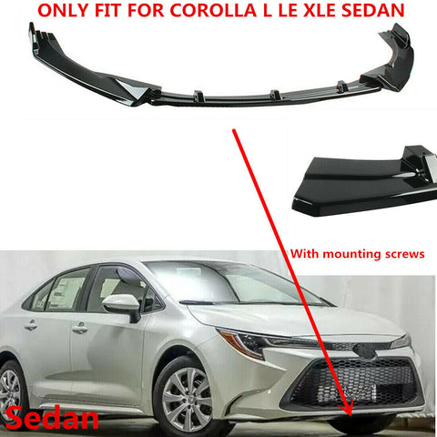 Fit For Toyota Corolla L LE XLE Sedan 2020 21 2022 Front Underbody Spoiler Black