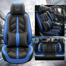 11pc Black+Blue Leather Car Truck Seat Cover 5-Seats Protector Universal Cushion