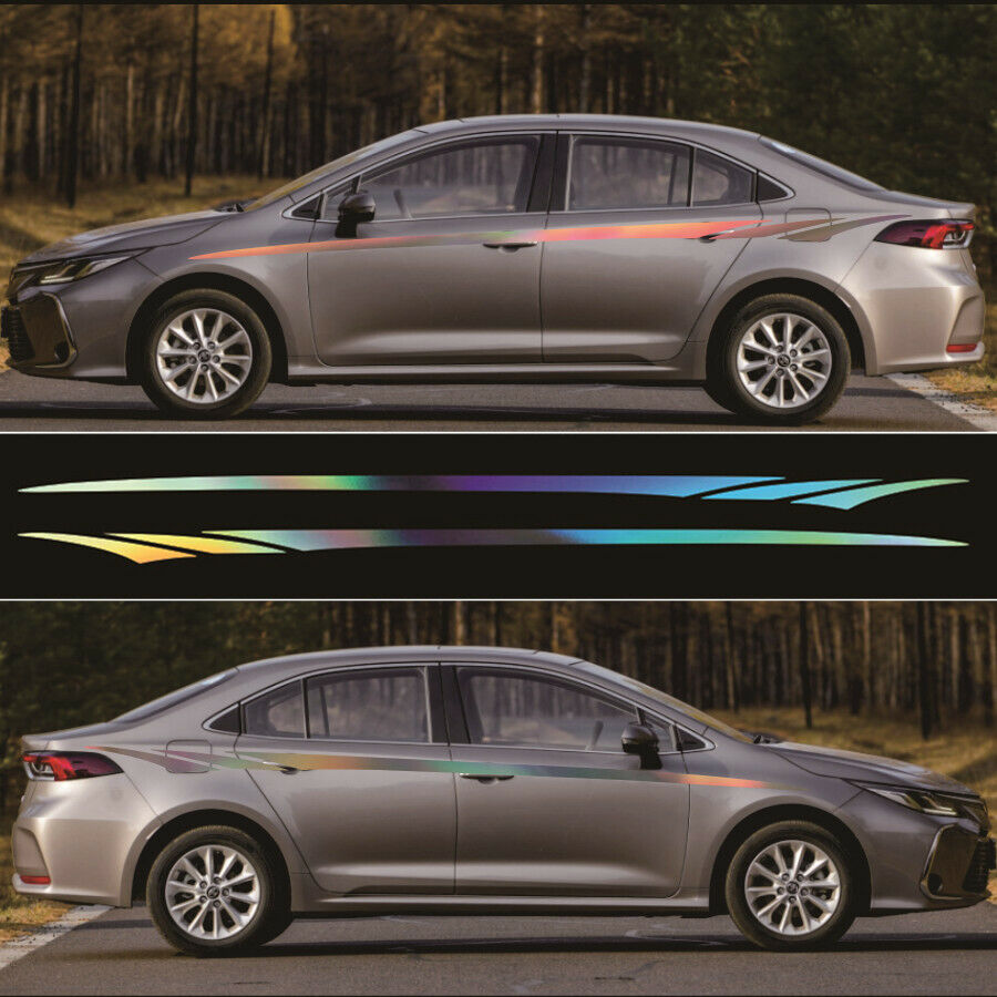 Holographic Stripe Car Side Body Line Decal Stickers Vinyl Universal Reflective