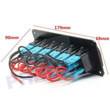 12V/24V Red LED 6 Gang Rocker Switch PanelWaterproof for Car Truck Marine Boat
