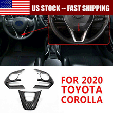 3pcs Fit for 2020 Toyota Corolla Carbon Fiber Style Steering Wheel Trim US Stock