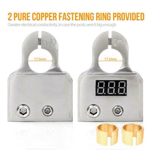 2pcs Car Digital Battery Terminal Connectors w/12V-24V Voltmeter 0/4/8 Gauge