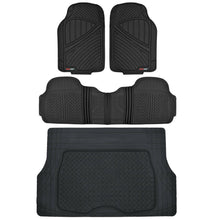 MotorTrend FlexTough Rubber Floor Mats & Cargo Set - Black - Heavy Duty BPA Free
