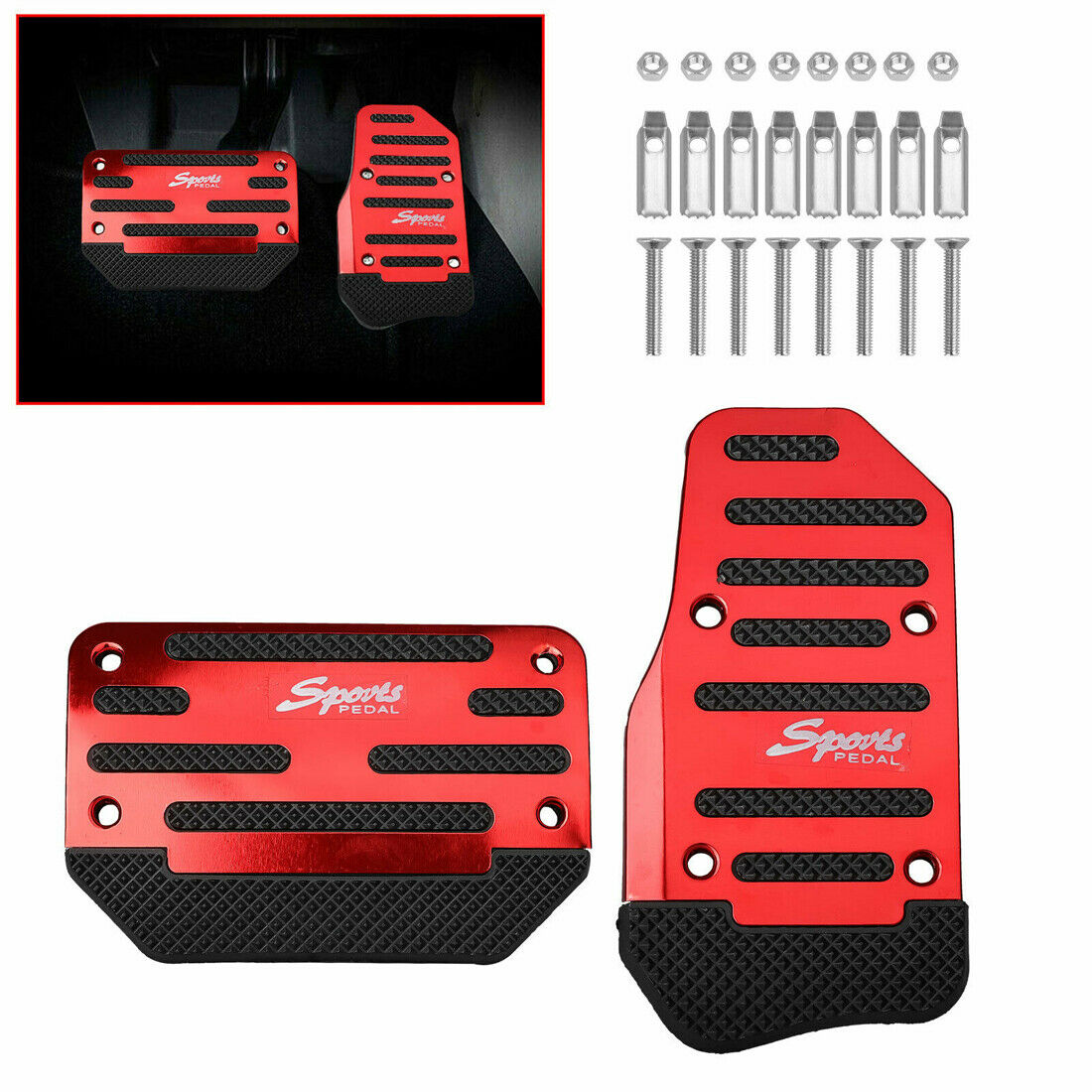 Universal Red Non-Slip Automatic Gas Brake Foot Pedal Pad Cover Car Accessories