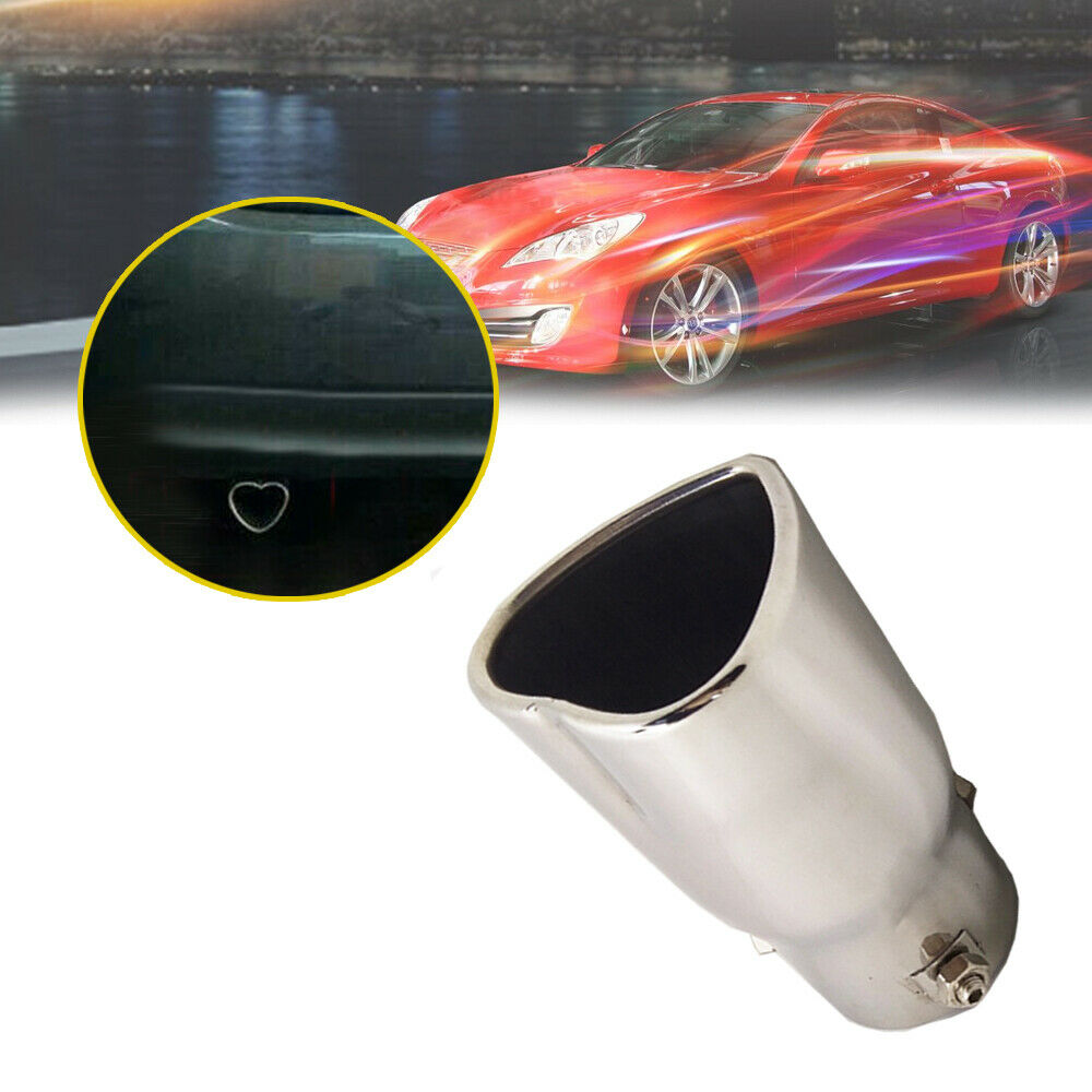 Car Truck Stainless Steel Heart Shaped Tip Exhaust Pipe Muffler Creative 63mm
