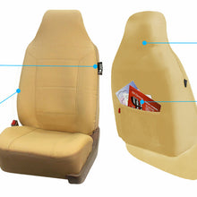 Highback Bucket Seat Covers Pair PU Leather For Auto Car SUV Van Beige