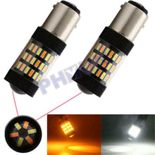2x 1157 60SMD 4014 LED Turn Signal Light Bulbs White Amber Dual Color Switchback