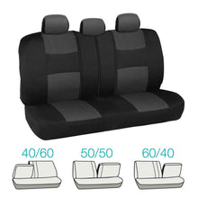 Car Seat Covers Set Black Charcoal Grey w/ PU Leather Trim Carpet Pad Floor Mats