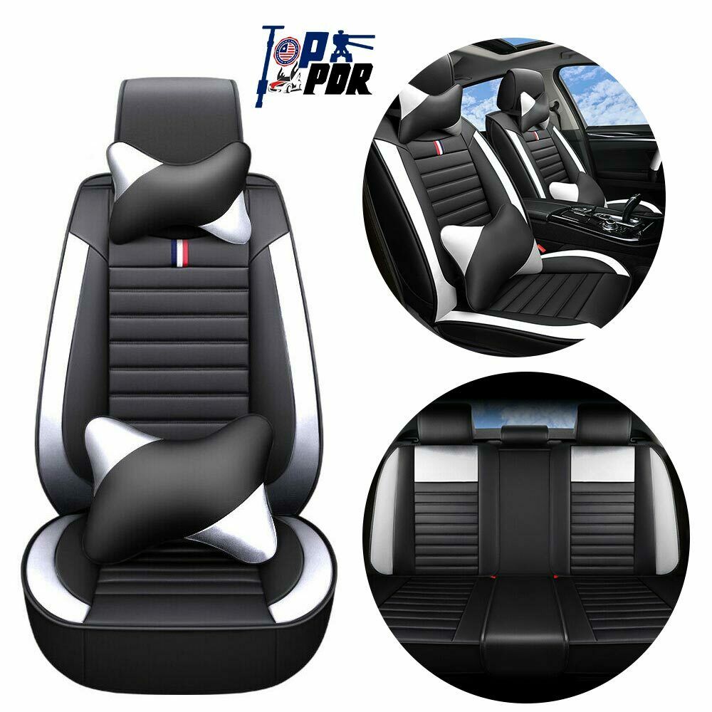 New Fits Universal 5-Sit Car Seat Covers PU Leather Cushions Set Car Accessories